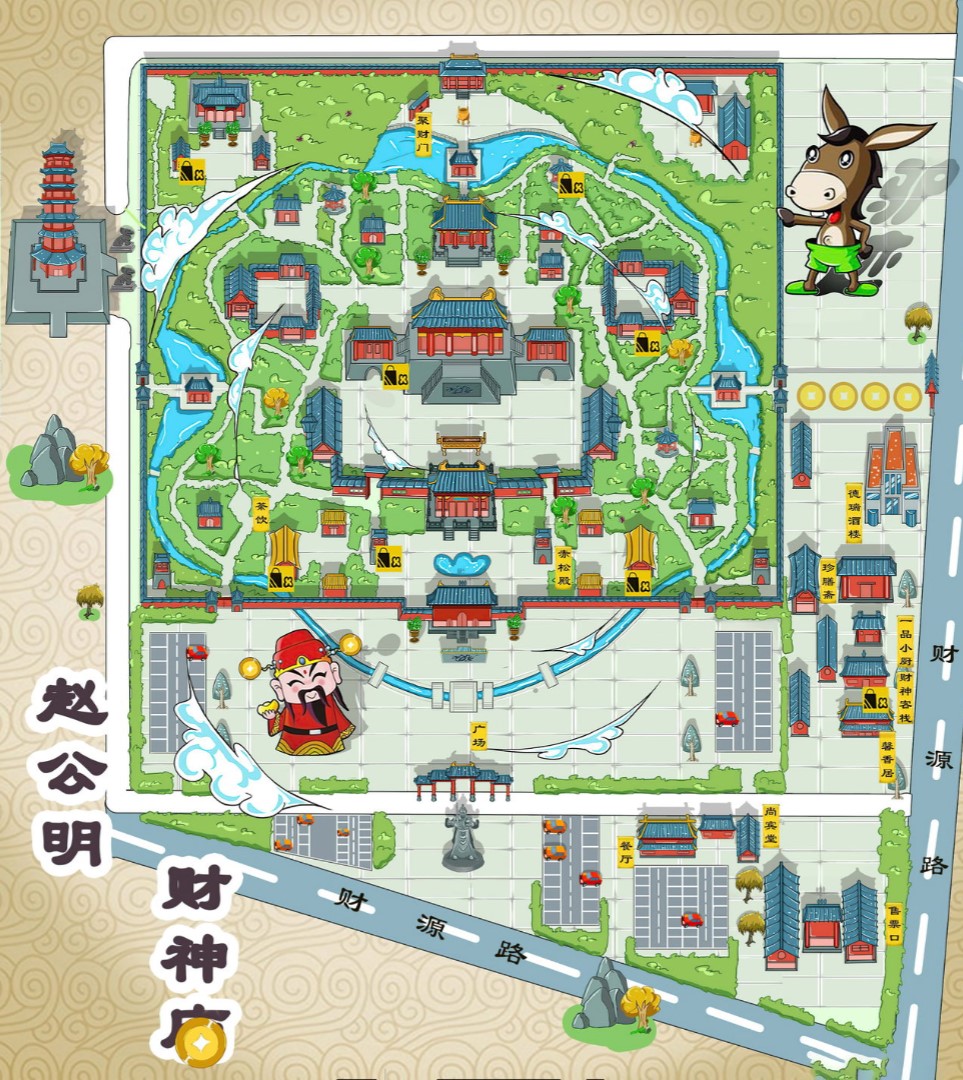 湛江寺庙类手绘地图